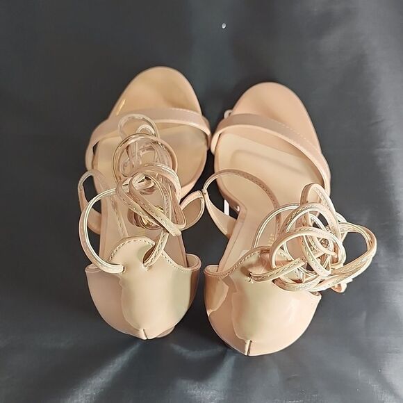 BRAND NEW CHARLES ALBERT LACE UP HIGH HEELED OPEN TOE DRESS THICK HEEL S… - Picture 7 of 16